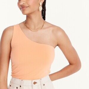 J.Crew FormKnit One‑Shoulder Tank Bright Cantaloupe NWT Size L